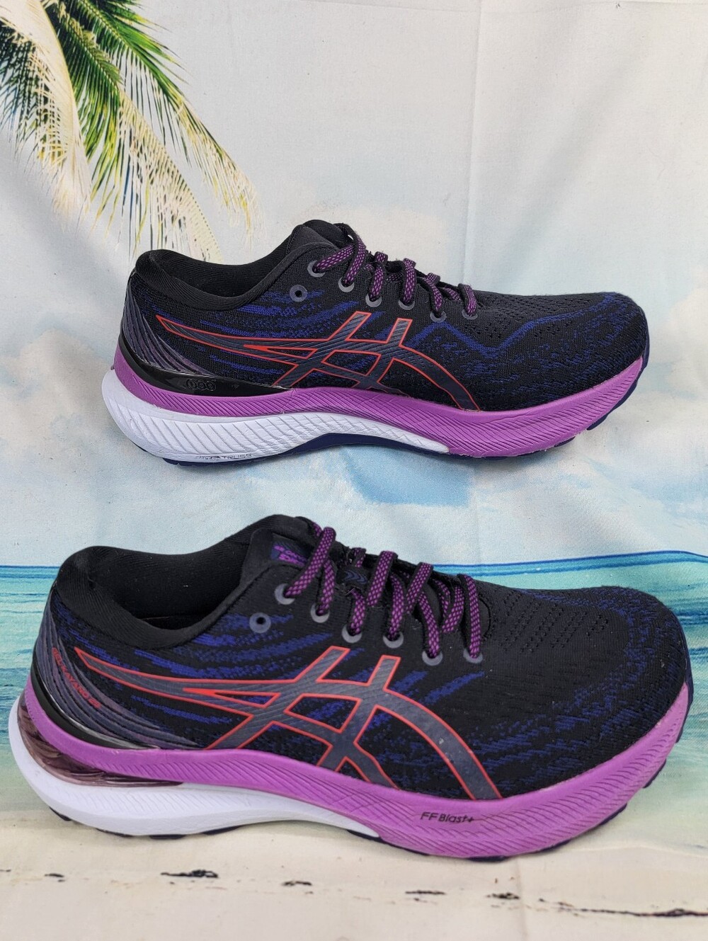 Asics Black Purple Orange Women's Running Sneakers - Picture 2 of 10